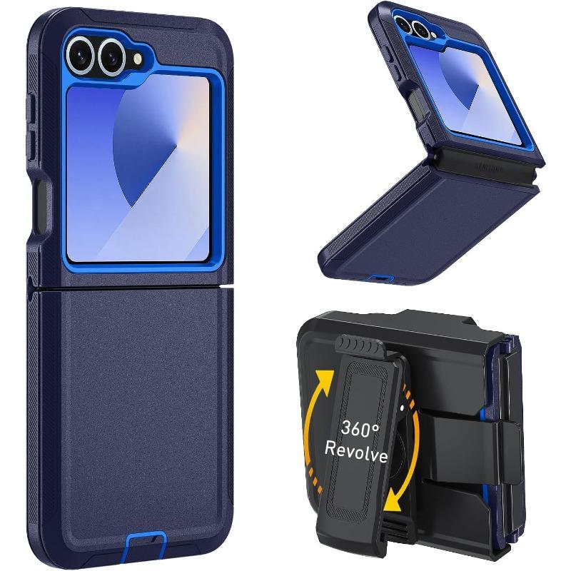 Rugged Heavy Duty Military Grade Phone Case for Samsung Galaxy Z Flip 7 FE 6 5 4 Shockproof Matte with Clip Hard Protector Cover