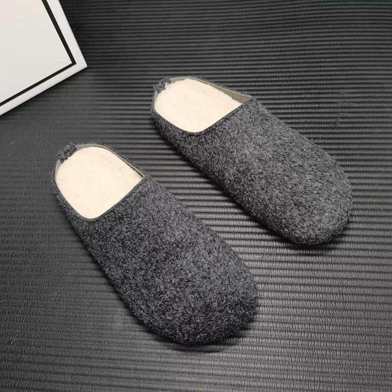 Fashion Women's Baotou Slippers Winter New Round Head Deep Mouth Suede Soft Sole Anti-slip Wear-resistant Flat Shoes