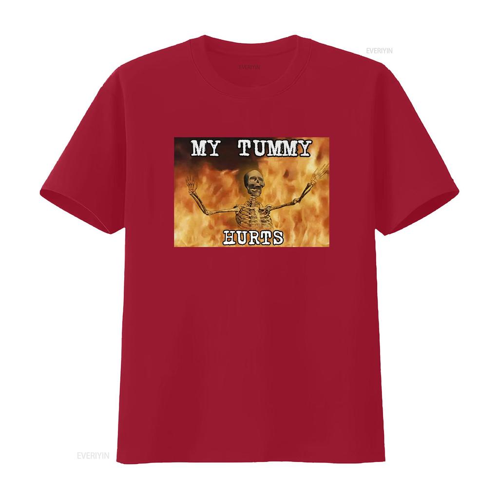 My Tummy Hurts Skeleton T Shirt Funny Ironic Meme Design for Constipation Stomach Ache IBS Unique Eye Catching Print vintage