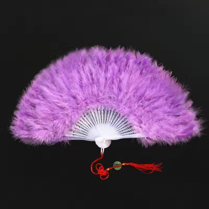 Thickened White Feather Folding Fan - Plush Cheongsam Catwalk & Emperor Night Dance Accessory