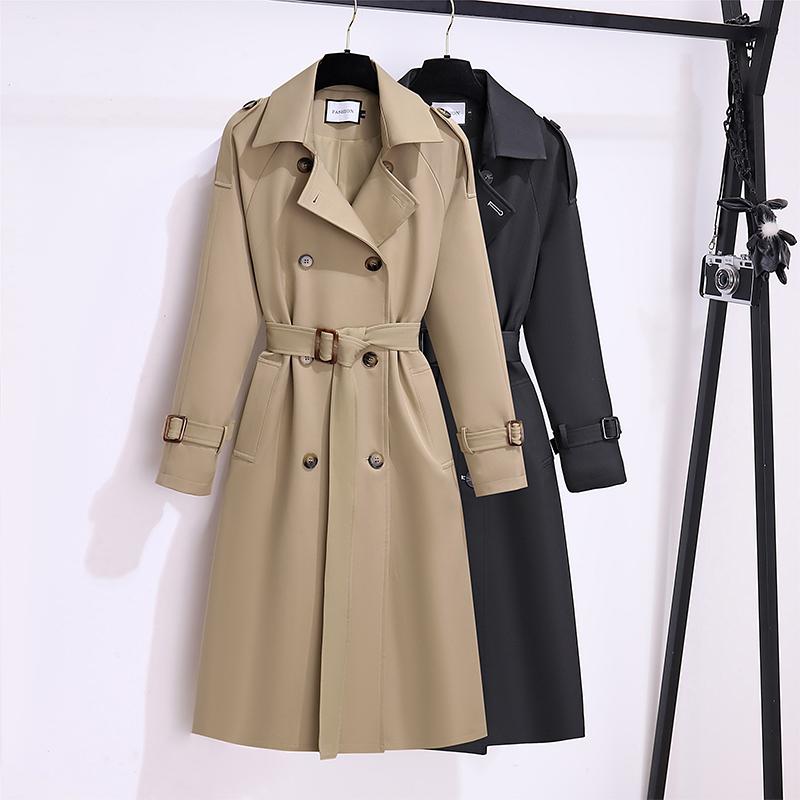 Damen Britischer Stil Windbreaker Streetwear Zweireihige Lange Trenchcoats Damen Elegant Herbst Winter Lässige Jacken