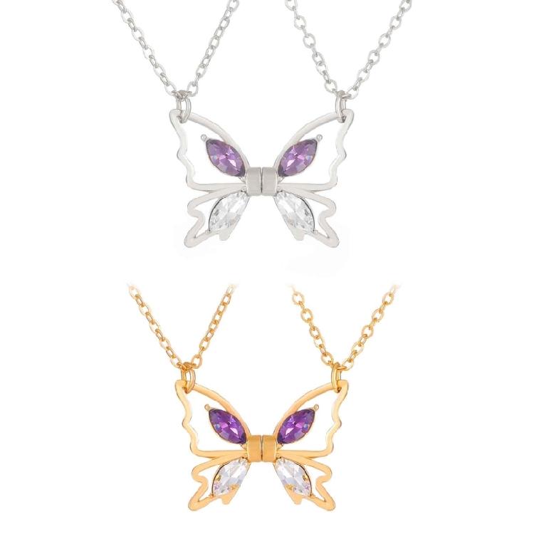 Butterfly-shape Collarbone Chain Zircon Magnetic Matching Couple Necklaces