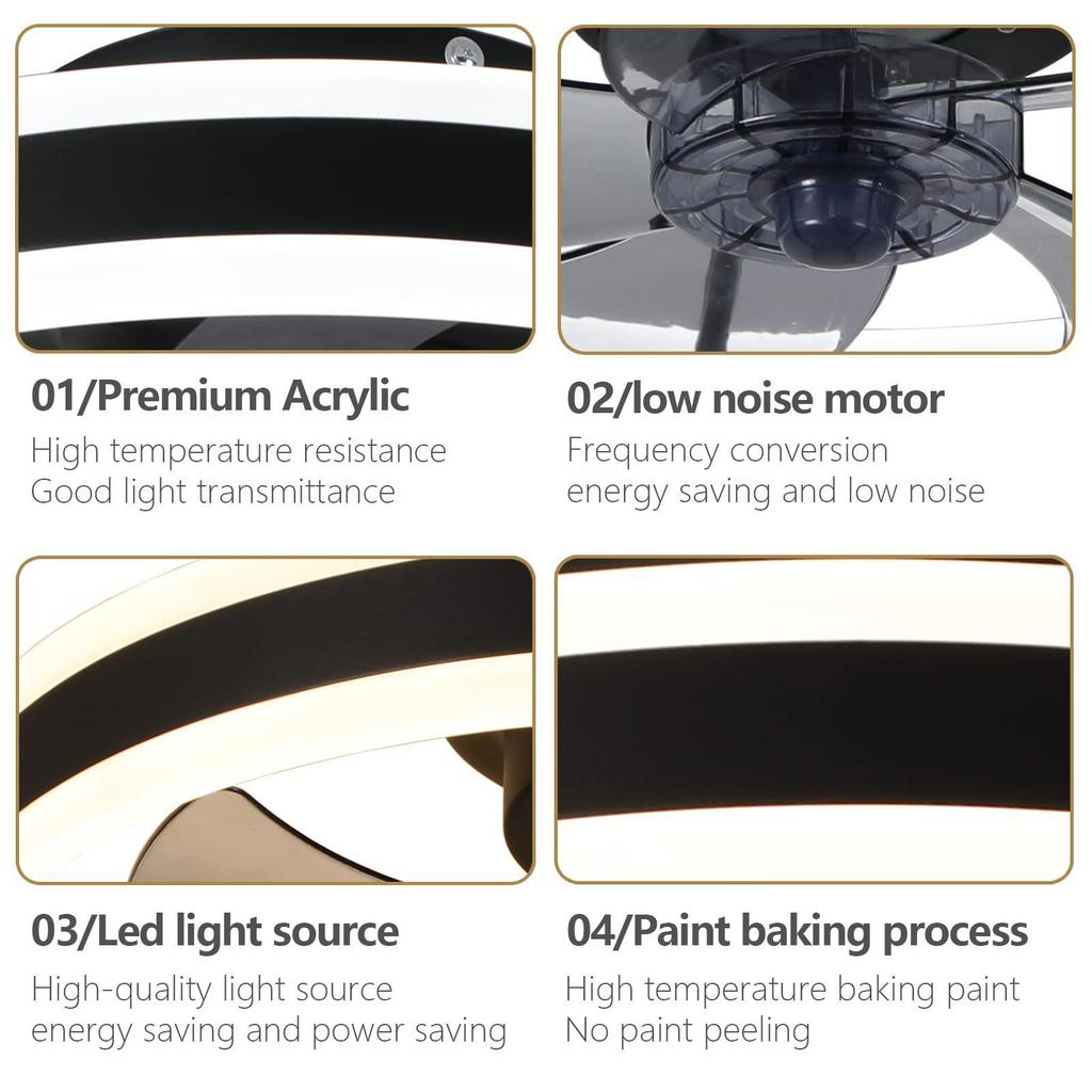 Ceiling Fan with Integrated Light and Remote Control, 6-Speeds, Bedroom Use