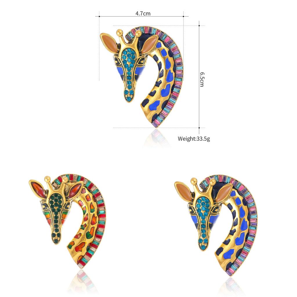 Animal Giraffe Brooch Jewelry With Colored Water Dazzling Crystals For Unisex Fashion Accessory