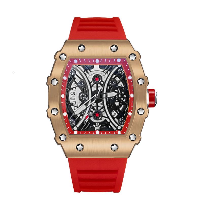 ZIDO Men's Luminous Waterproof Tonneau Quartz Skeleton Watch 1704