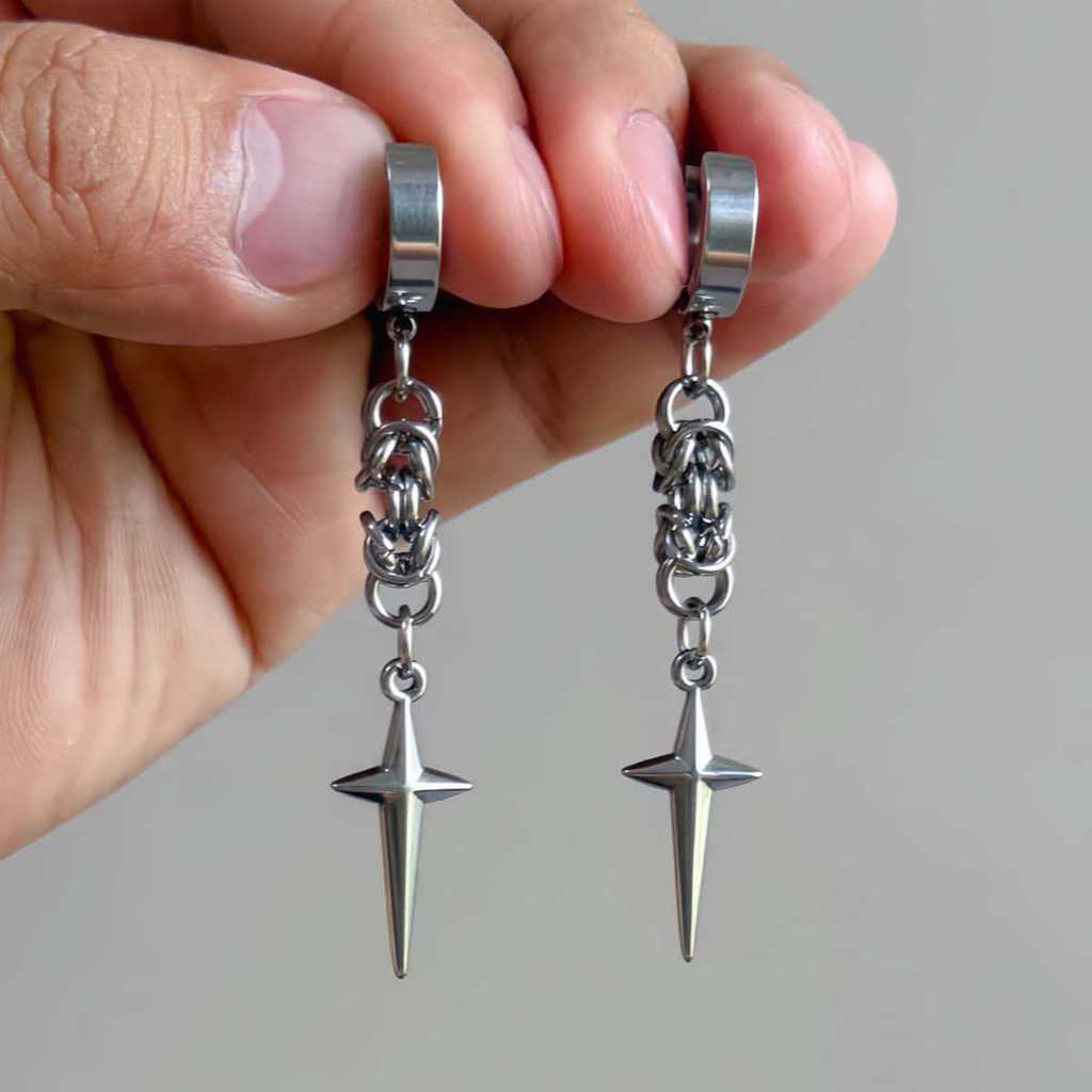 Punk Spike Necklace With Cross Chain For Unisex Party Wear