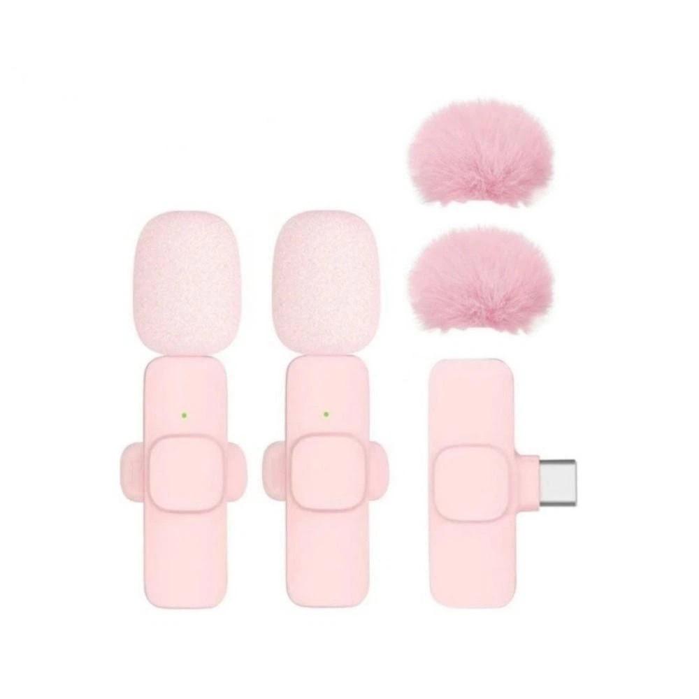 1/2Pcs Pink Lapel Microphone Wireless Mobile Phone Microphone Mini Microphone Livestream