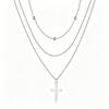 European Three-Layer Gold Beaded Cross Necklace - Fashion Bestseller
