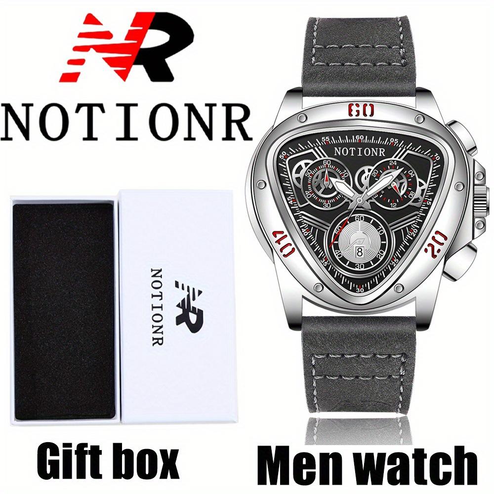 Notionr Men S Watch Casual Men S Triangle Dial Date Display Quartz Watch Gift Box Packaging