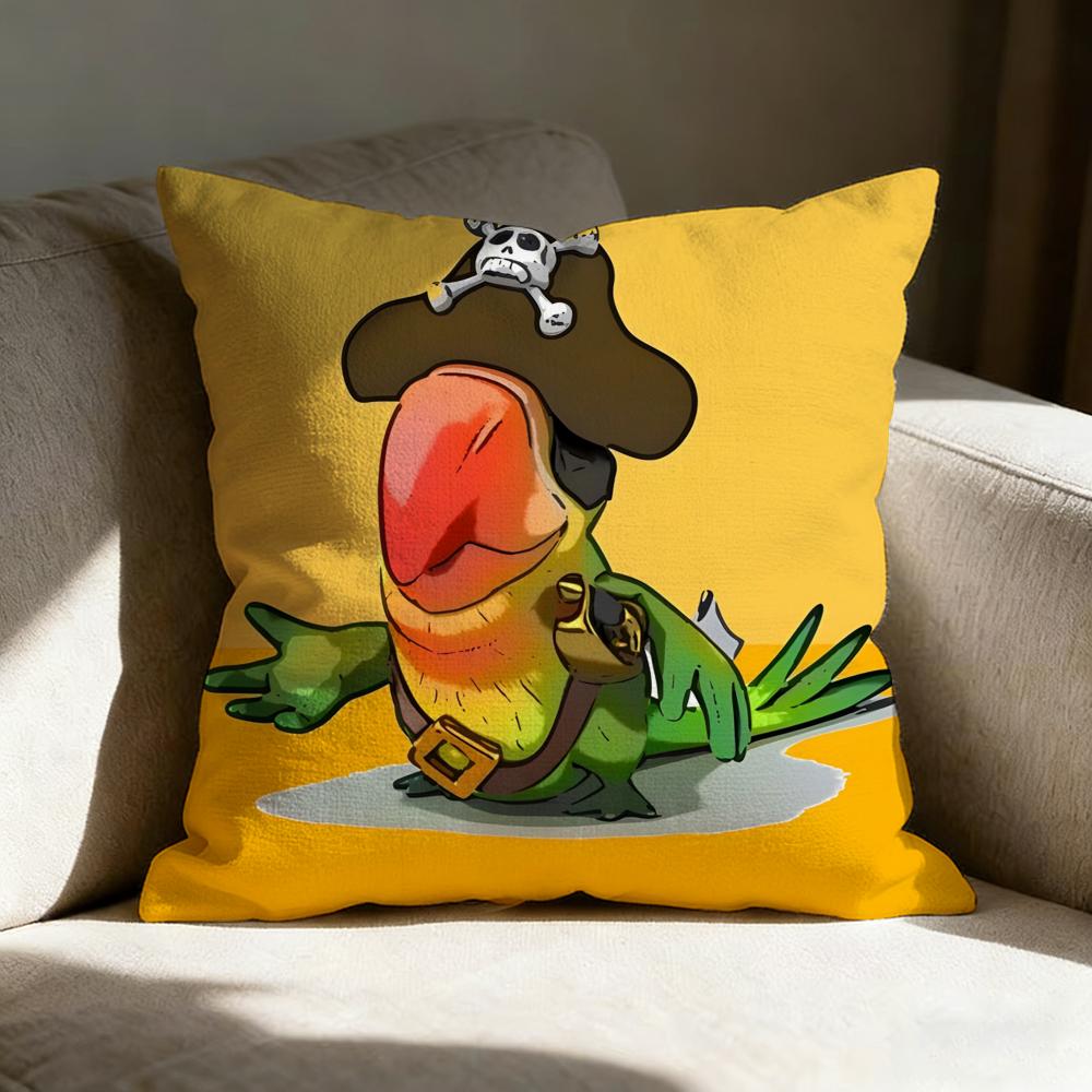 Art Pirate Parrot Pillow Case Linen Pillow Covers Cover For Couch Living Room Bench Patio Floor Linen Home Decor