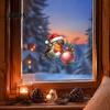 Cute Bird Holiday Patterns Christmas Window Cling, Static Sticker with Santa Hat And Bauble, Ornaments Waterproof UV-Resistant Glass Decal for