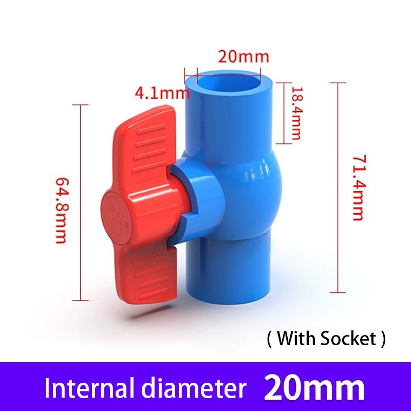 

20/32/40/50/63/75/90/110mm Blue PVC Ball Valve Pipe Socket Ball Valve Aquarium Fish Tank Garden Irrigation Connectors Fittings 1 PCS