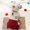 Warm Dog Jumpsuit Stand Collar Cartoon Bear Pattern Dog Four Legged Pants  Fleece with D Ring Puppy  Coat