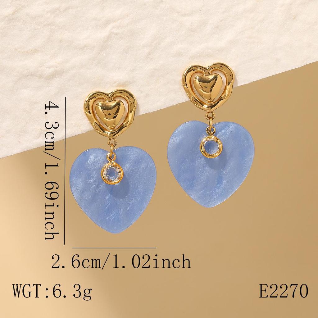 Stainless Steel Heart Cross Earrings - Fashionable Women's Light Luxury Studs