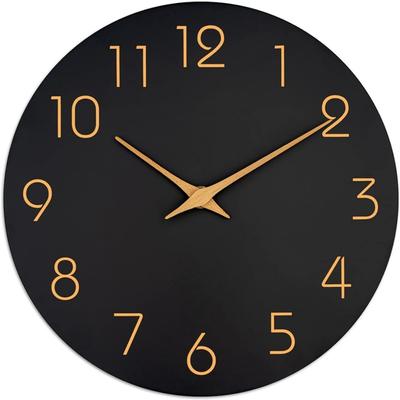 Duvar Saati Siyah Pil ile Çalışan Sessiz Tik Tak Sesi Olmayan Basit Minimalist Gül Altın Rakamlı Saat Dekoratif Duvar Saati