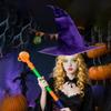 Black Velvet Witch Hat with Ruched Detail and Wide Brim for Adults - Halloween Costume Accessory for Cosplay
