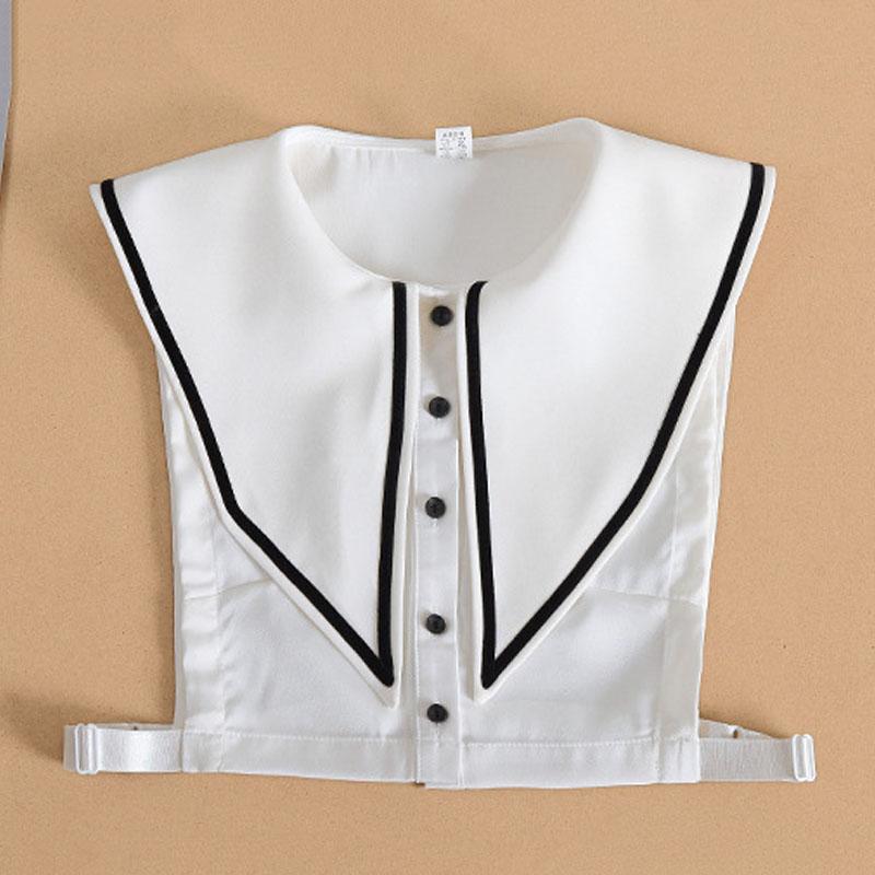Big Lapel Vintage White Fake Collar Women Detachable Collar False Collar Woman Female Removable Dickie Half Shirt Women Faux Col