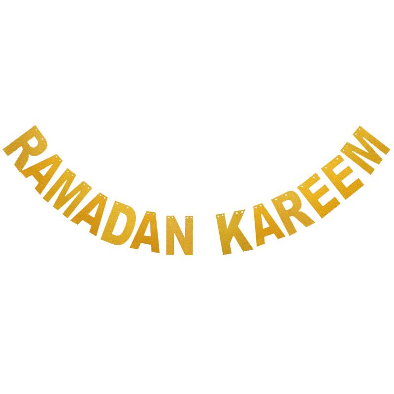 EID Mubarak Banner Glitter Star Moon Letter Paper Bunting Garland Islamic Muslim Party Ramadan Kareem Decorations for Home 2025