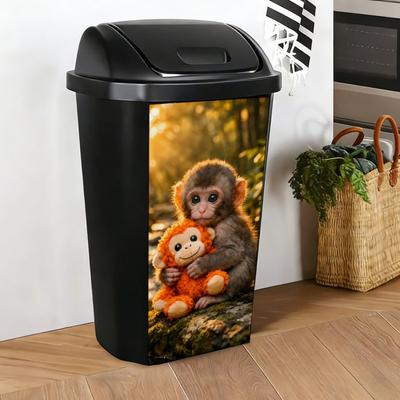 Dustbin Sticker Funny Cartoon Animal Wheelie Bin Decal Self Adhesive Cute Monkey Chicken Cat Sticker for Door Trash Cans Bins