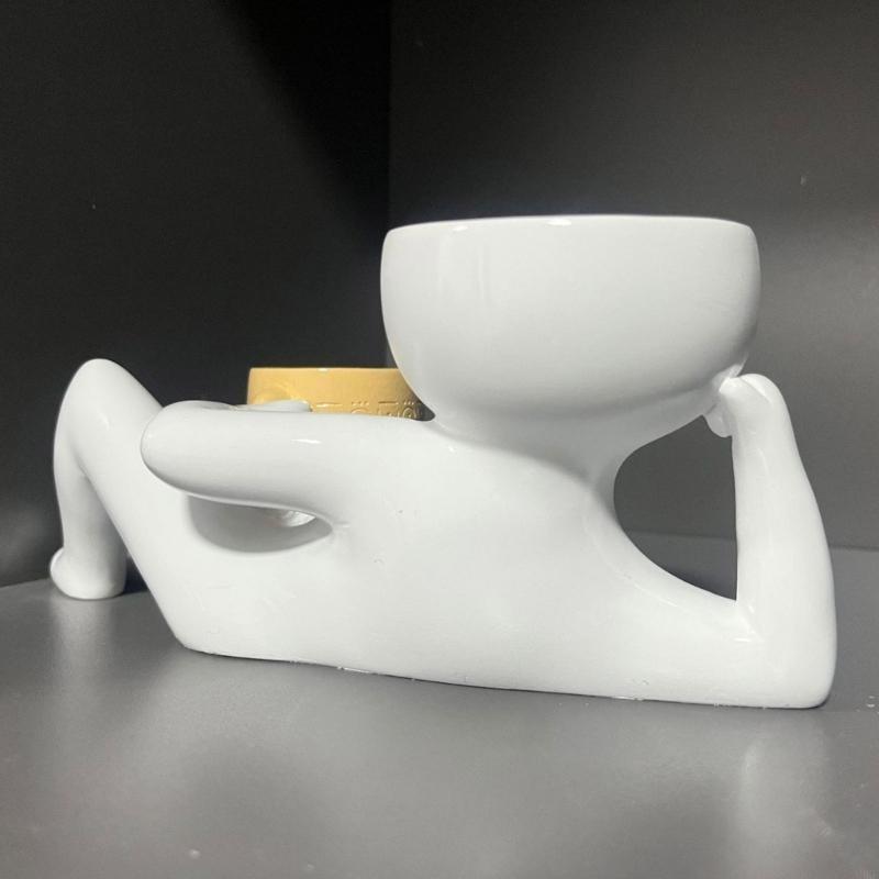 Relaxing Person Holding Pot Planter Body Vase Decors Resin Funny Succulents A0KF