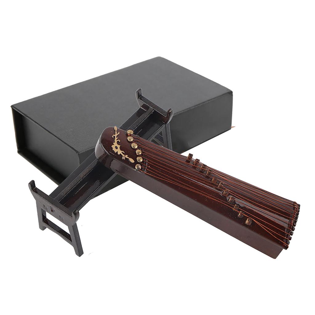 Miniatyr Kinesisk Sitermodell Tre Musikkinstrumentmodell Skrivebordsdekorasjon Gaver 10cm