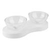 Pet Feeder 20  degrees  Adjustable Pet Cats Drinking Feeding Bowl Transparent Double Cat BowlWhite