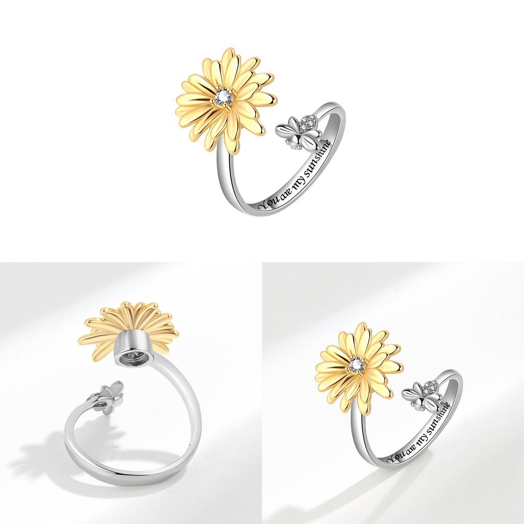 Small Daisy Adjustable Sunflower Ring With Copper Material For Fashion Jewelry Enthusiasts