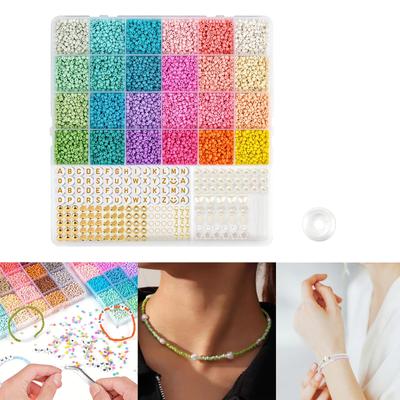 1 Schachtel Rocailles-Perlen für Schmuck, Armband-Herstellungsset, kleine Perlen, Freundschaftsarmband, Schlüsselanhänger-Set für Kinder, DIY-Kunsthandwerk