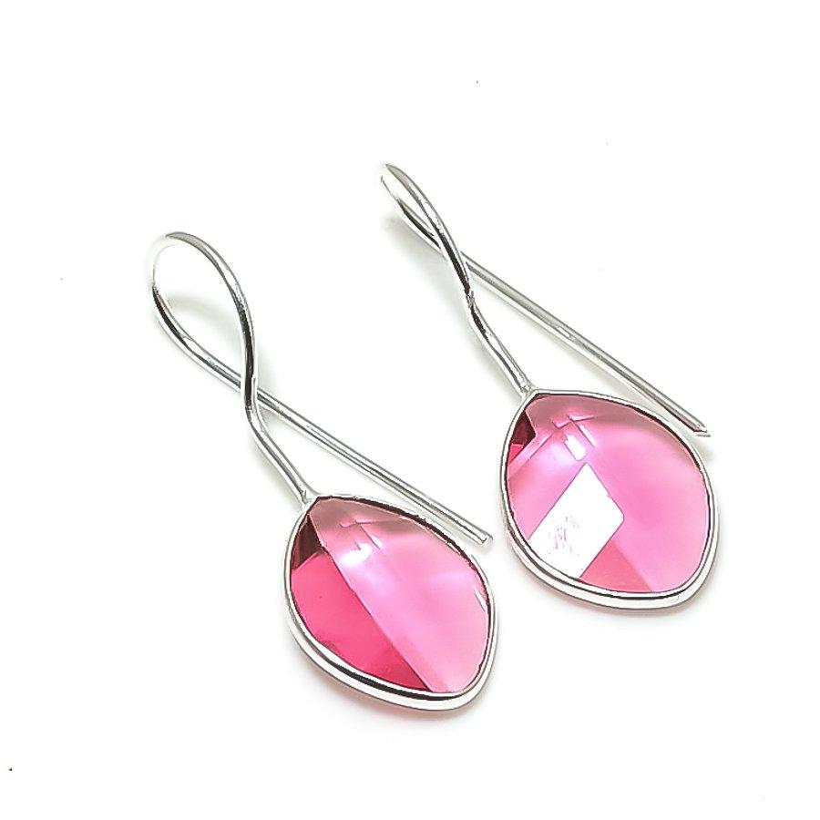 Natural Pink Kunzite Gemstone 925 Sterling Silver Jewelry Earring 1.18 AE-12621