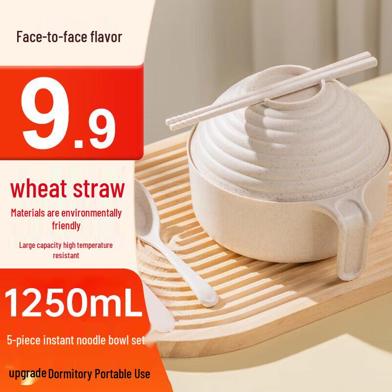 Wheat Straw Instant Noodle Bowl Set with Lid