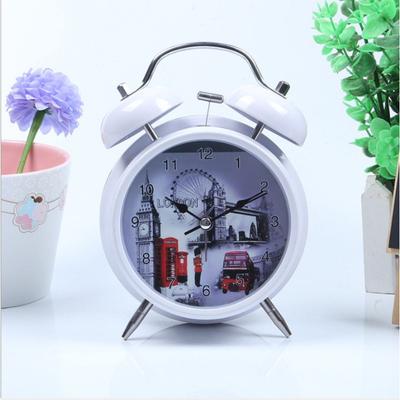 4-inch Metal Spray Painted Retro European Alarm Clock Night Light Creative Bell Children Student Seat Clock