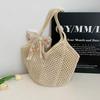 Women's Large Casual Hollow Straw Shoulder Bag, Beach Style Handbag