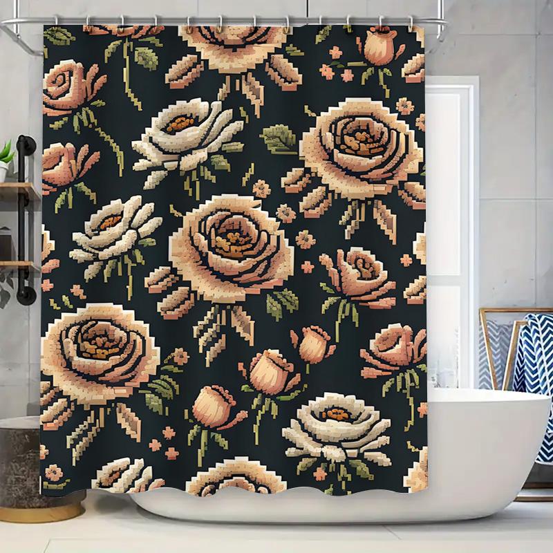 Unique floral shower curtain featuring roses perfect for adding a touch of elegance to any bathroom decor Made from high-qualit