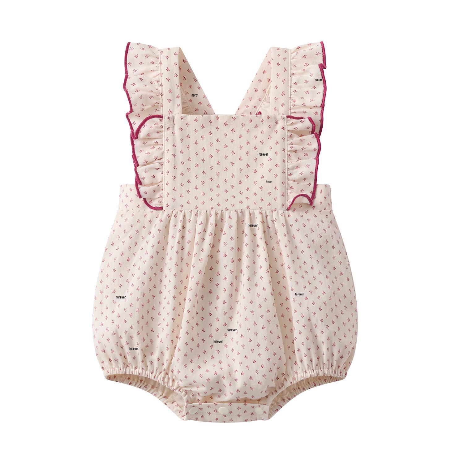 New Summer Korean Style Baby Girl Bodysuit: Strappy, Short Puff Sleeves 66 cm