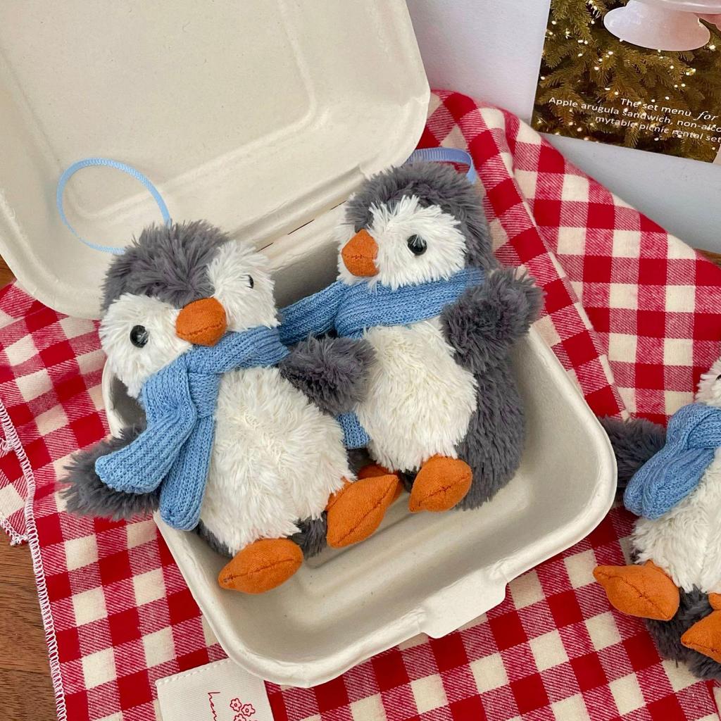 Blue Penguin Plush Scarf Keychain & Bag Charm Gift