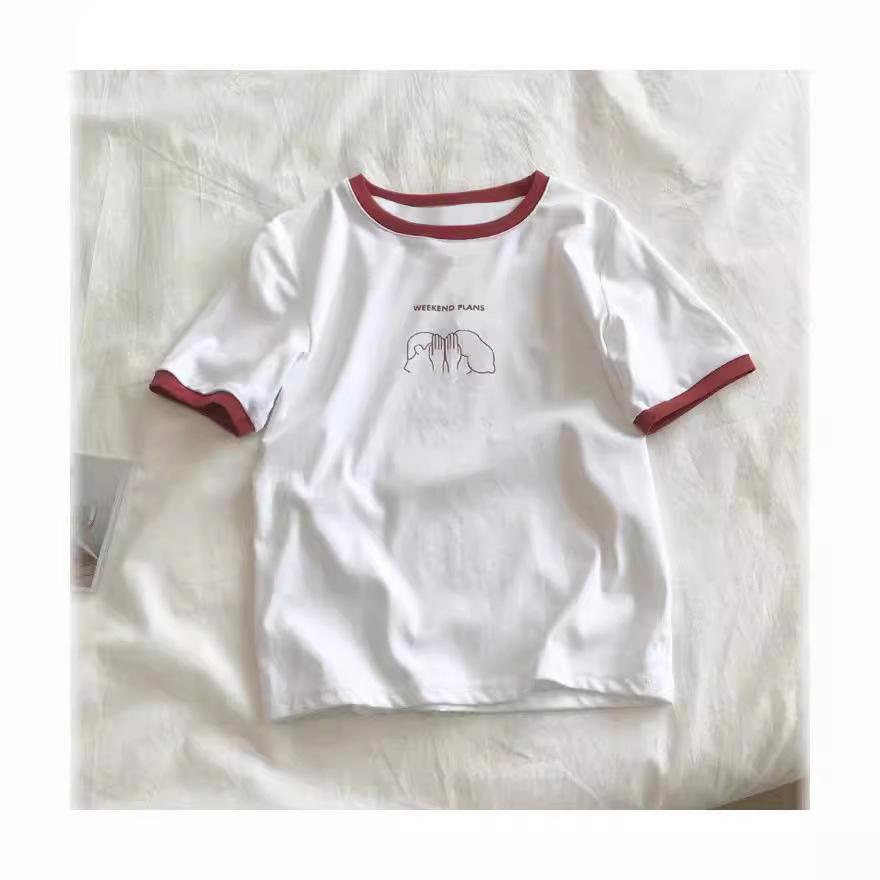 Insert Color Slim-fitting Short-sleeved T-shirt Women's Summer New Bottoming Shirt Student Casual Korean Top Women's Clothing