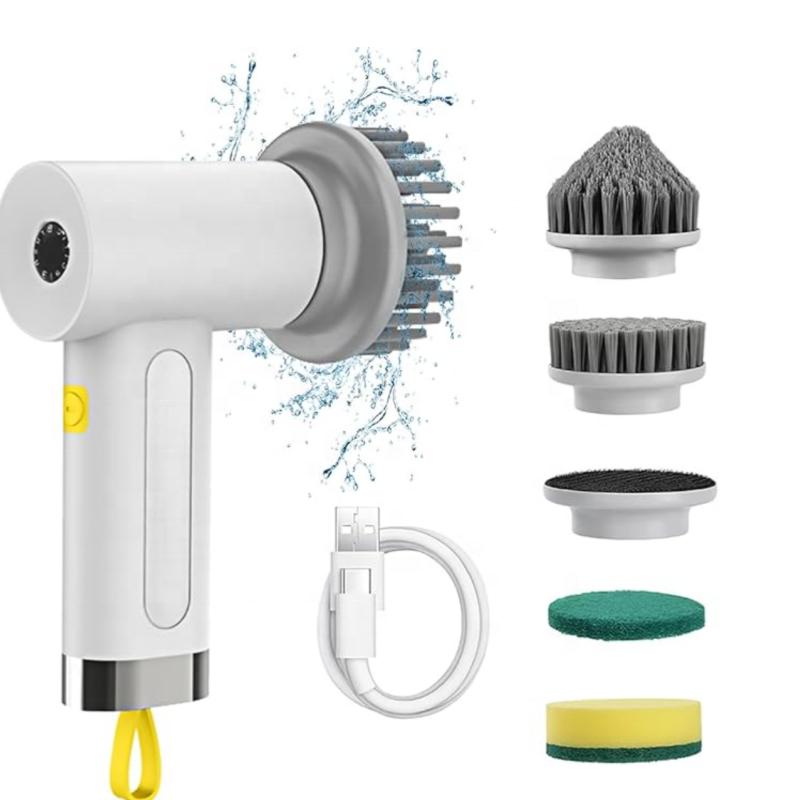 4-in-1 Kitchen Cleaning Tool Bathroom Bathtub Clean Brush Spin Scrubber Electric Cleaning Brush for Dishwashing Sink