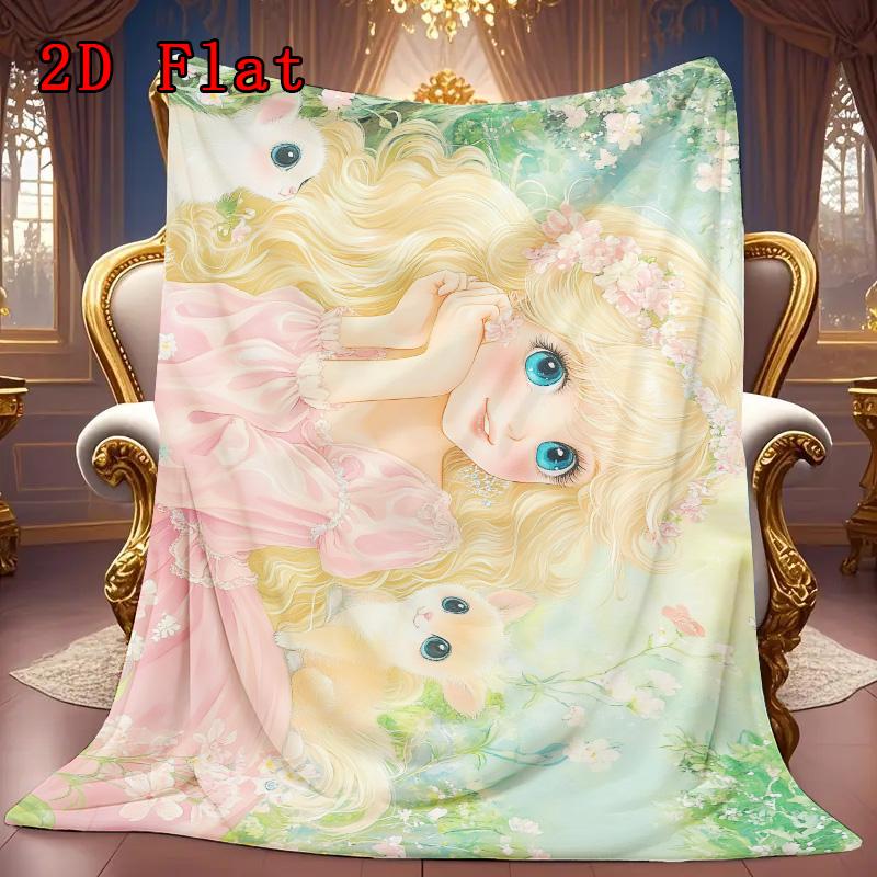 Retro Girl 2D Flat Pattern Flannel Blanket High quality All Seasons Warmth and Comfort Perfect for Christmas Gifts.PMT0914328