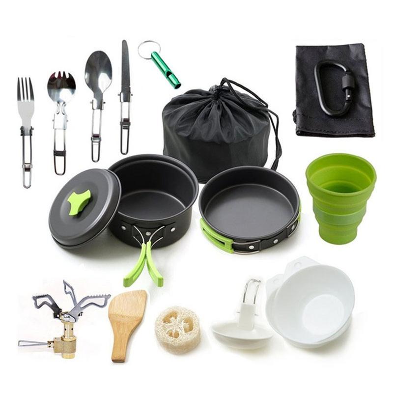 4PCS Camping Cookware Outdoor Camping Tableware Pot Pan Cooking Equipment Set