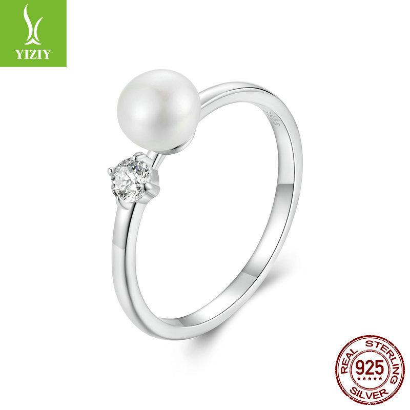 Natural Freshwater Pearl Mozzarella Diamond Ring, Elegant And Luxurious 925 Sterling Silver Ring Ring.
