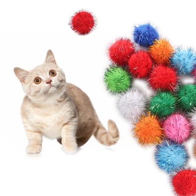 50 stuks Binnenkat Glitterballen Speelgoed Grappige Pomponballen Huisdierspeelgoed Glitterballen Kat