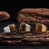 1pc Bague Vintage pour Homme en Acier Inoxydable 316L avec Pierre Naturelle Œil de Tigre Détails Intricés, Bijou Unisexe Durable