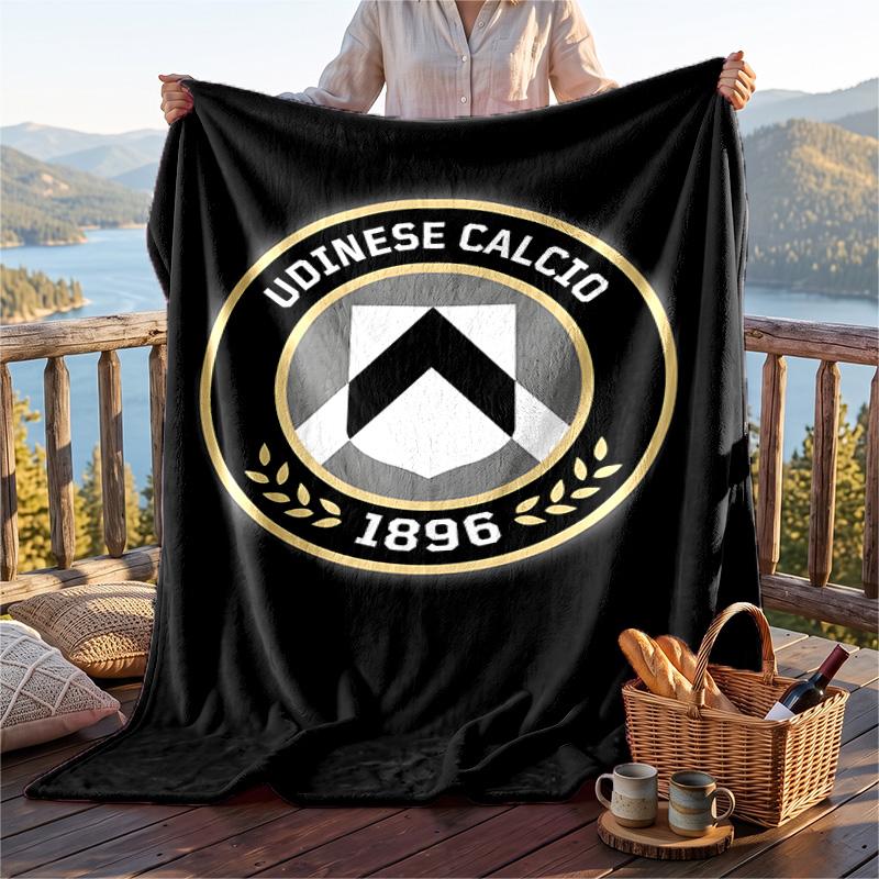 Warm Flannel Blanket Udinese Pattern, Lightweight Comfortable Throw Blanket for Bed Sofa Use