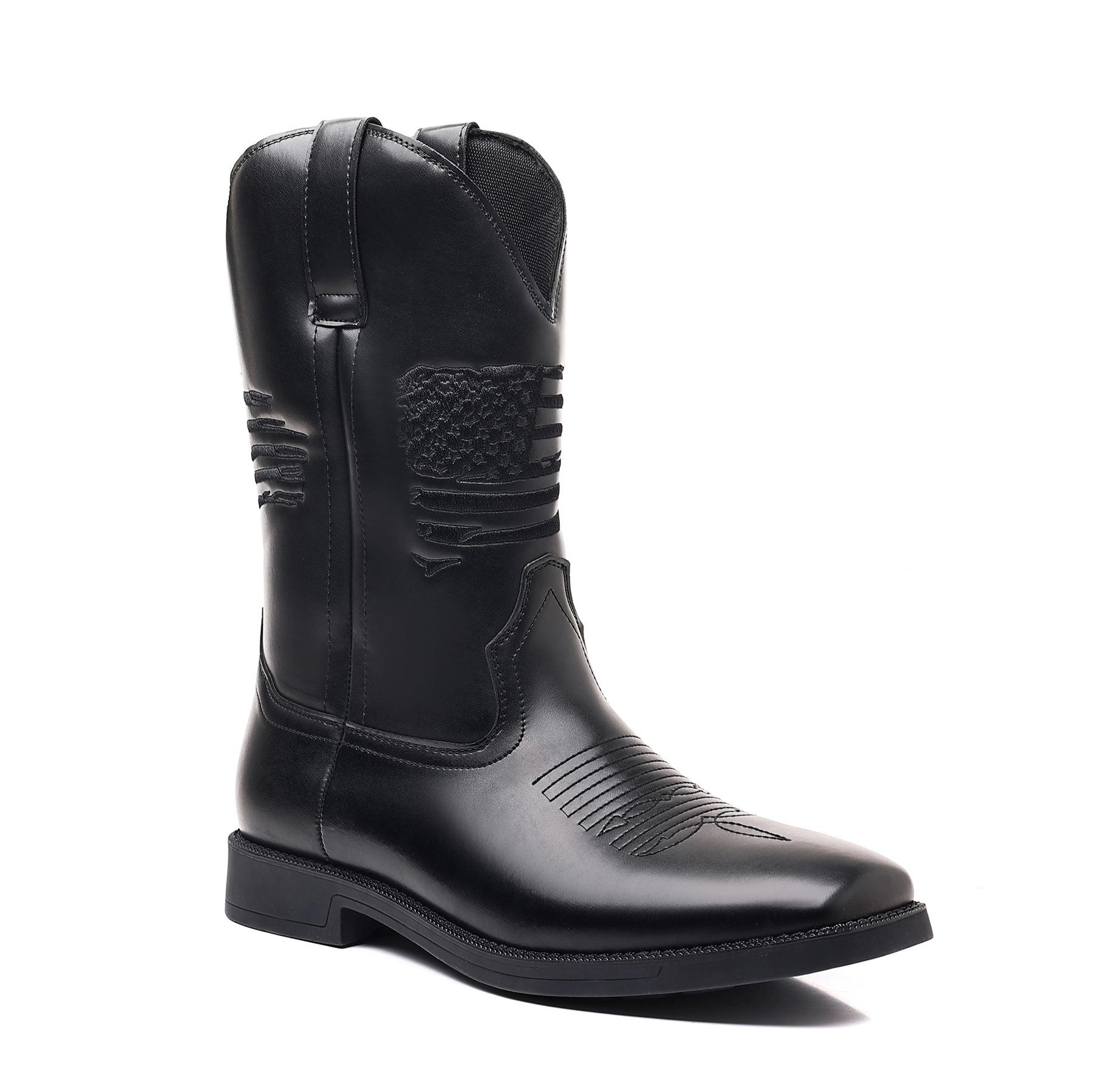 

Мужская обувь и ботинки Ретро Длинные сапоги Ковбойские сапоги Нескользящие Износостойкие Однотонные Вышивка Классические Сапоги в западном стиле 48 чёрный