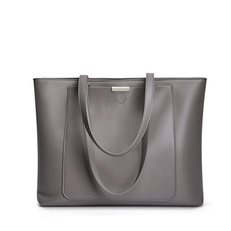 

Genuine Leather Women s Bag Large Capacity Simple Fashi Cowhide Women Shoulder Bag Female Storage Handbag темно-сірий колір