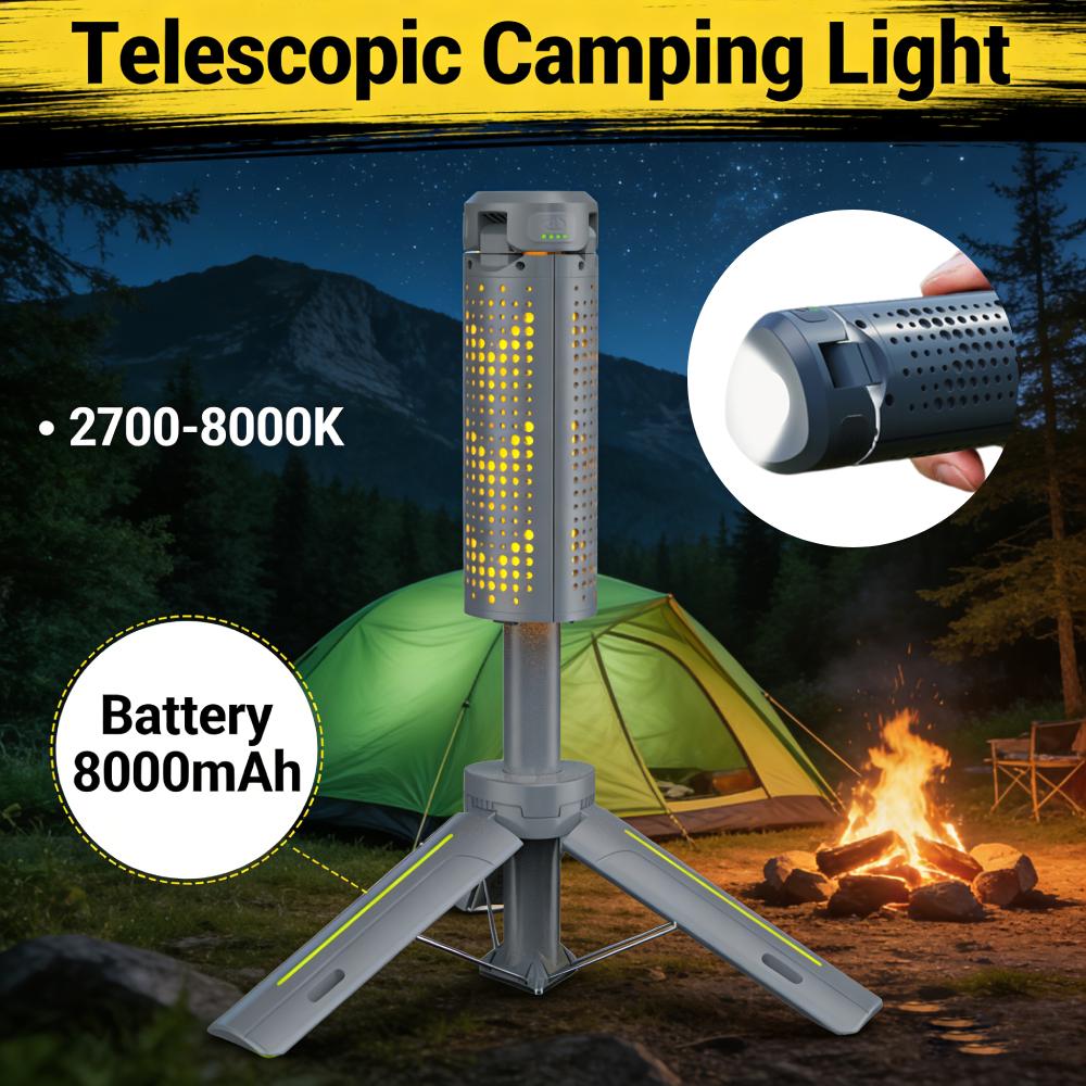 8000mAh Telescopic Waterproof Flashlights 1000 Lumens Type C Fast Charge Multi Modes Hiking Fishing Travel Emergency