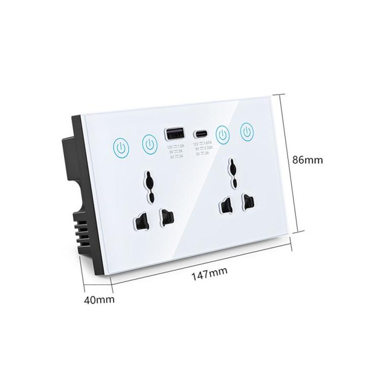 Graffiti Smart Socket With Switch USB+Type-C Dual Port Remote Control Socket, UK Plug