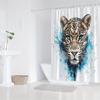 1pc Wildlife Watercolor Leopard Shower Curtain, Polyester Fabric, Machine Washable, Suitable for Bathroom Decoration