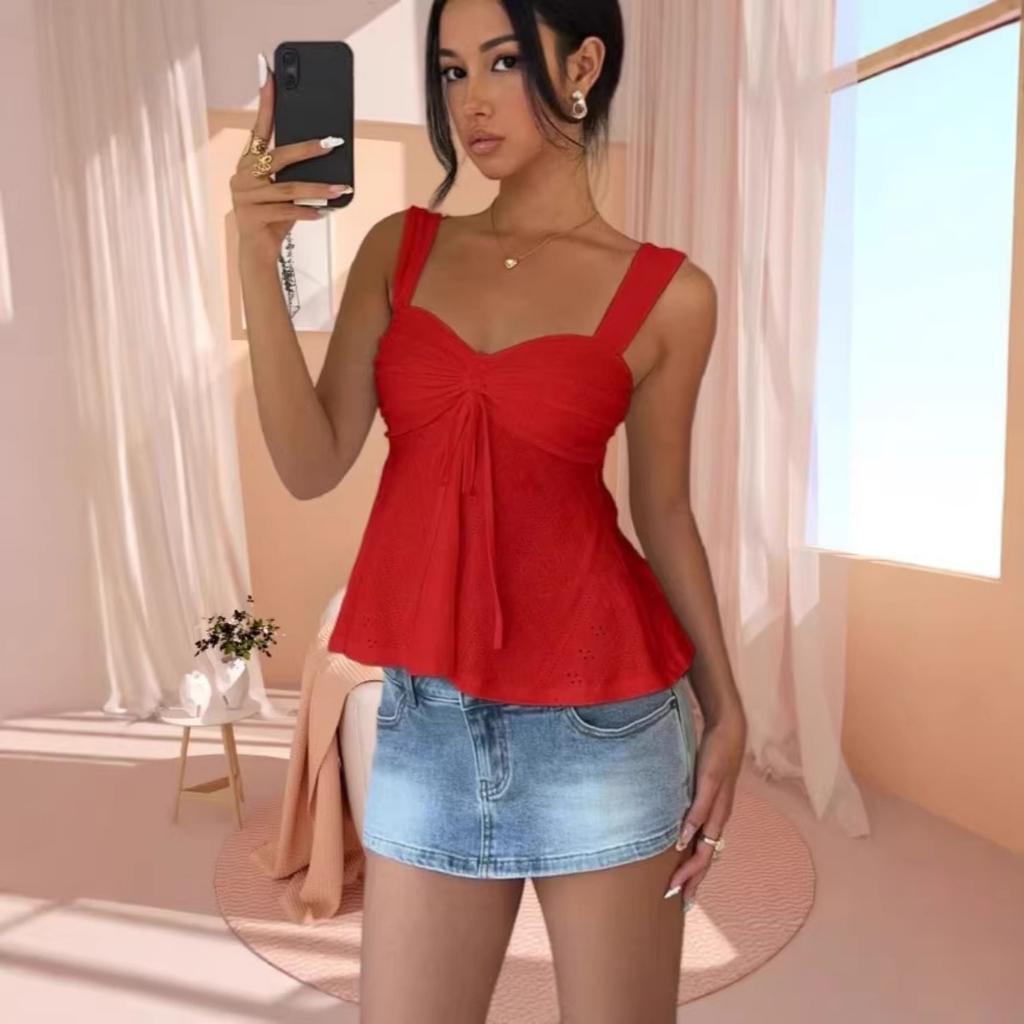 Summer New Women's Sexy Y2K Cami Top, Casual Versatile Sleeveless Tank Top for Women, Crossborder Fashion Outfit