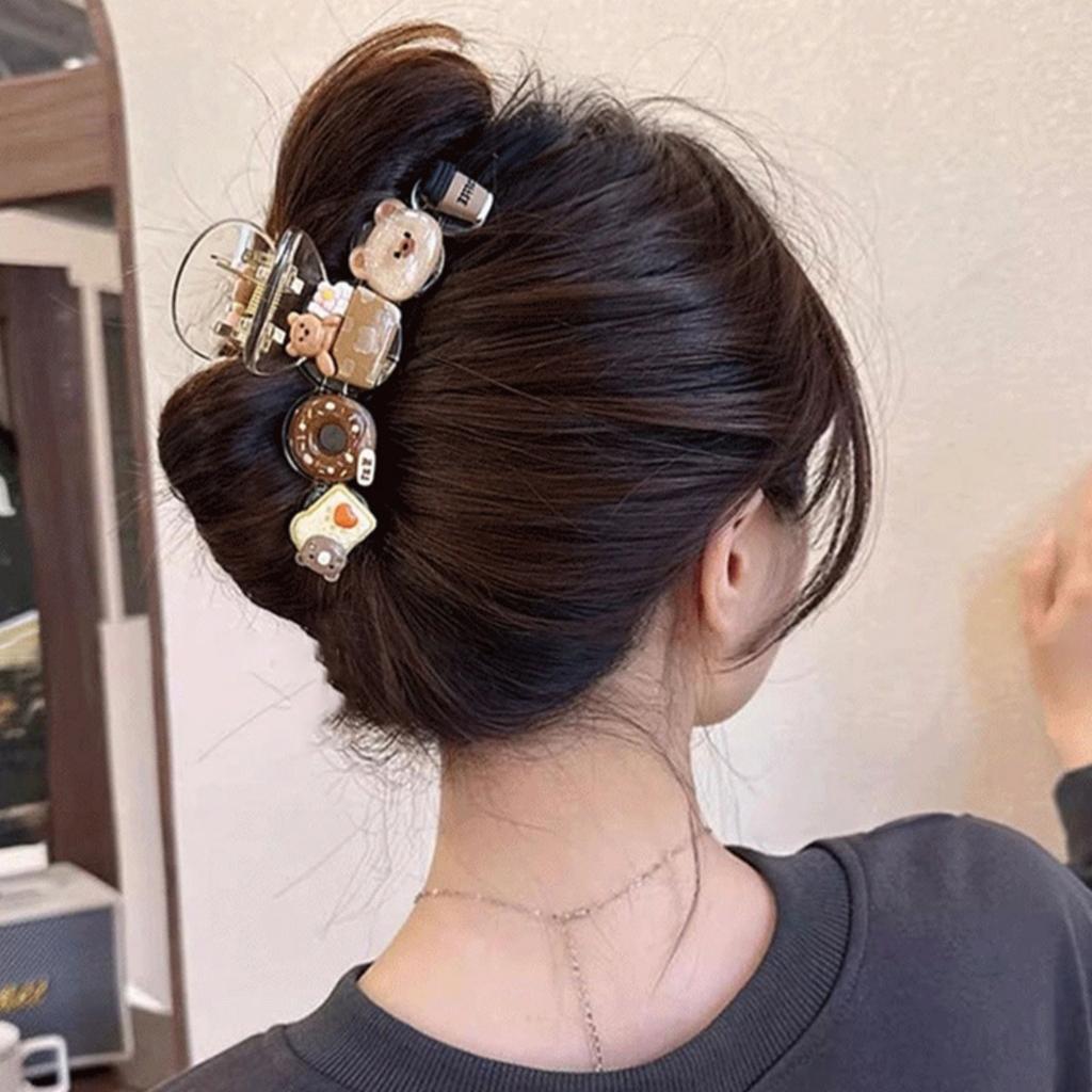 10/11cm Large Hair Claw For Women Lovely Cartoon Bear Cat Element Shark Hair Gripper Summer Outdoor Plastic Geometric Hair Clip